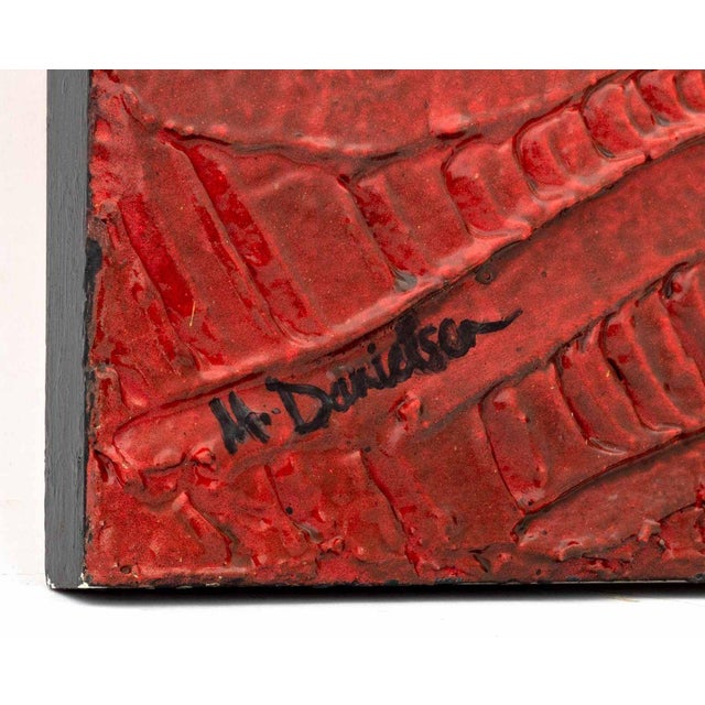 Illegibly Signed Abstraction in Red Mixed Media For Sale In New York - Image 6 of 7