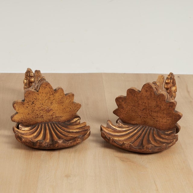 Neoclassical Group of Four Antique Italian Seashell and Seahorse Wall Brackets For Sale - Image 3 of 18