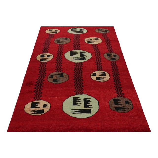 1960s Vintage Turkish Rug in Red With Colorful Geometric Medallions, From Rug & Kilim For Sale - Image 5 of 8