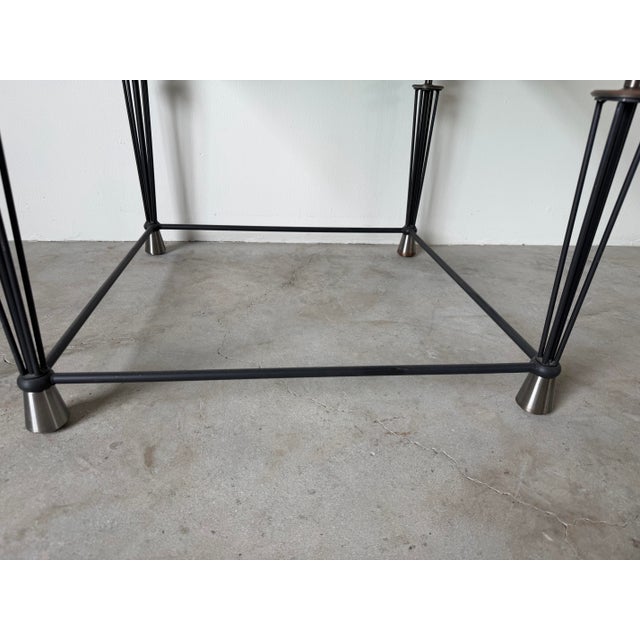 1980s Larry Laslo for Directional Postmodern Metal & Glass Side Table For Sale - Image 9 of 11