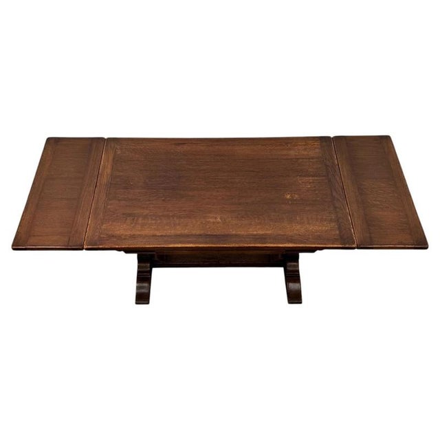 2000 - 2009 Antique Early 20th Century English Oak Draw-Leaf Refectory Dining Table For Sale - Image 5 of 8