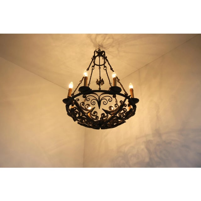 Antique Wrought Iron Chandelier, 1800s For Sale - Image 16 of 16