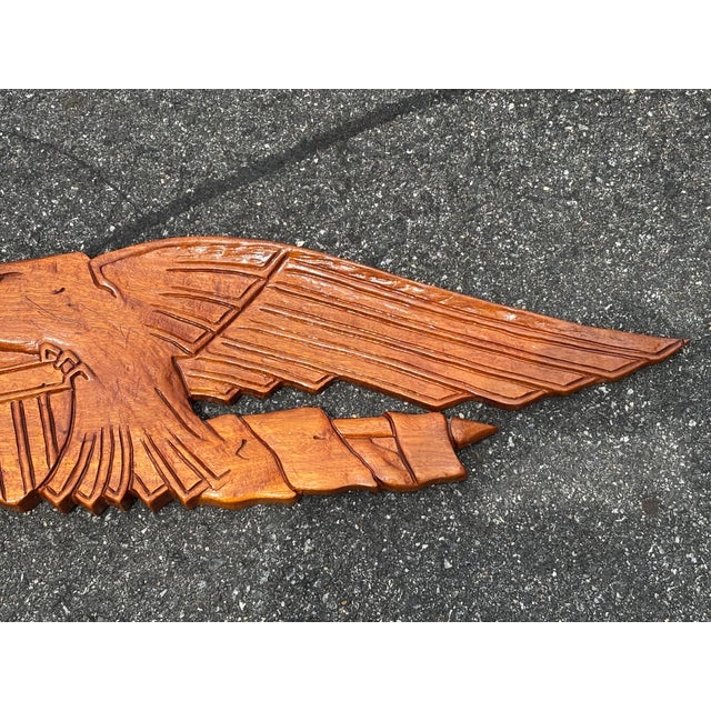 Artisan Late 19th C. Wood Carved Federal-Style American Eagle, Shield, and Banner For Sale - Image 6 of 7