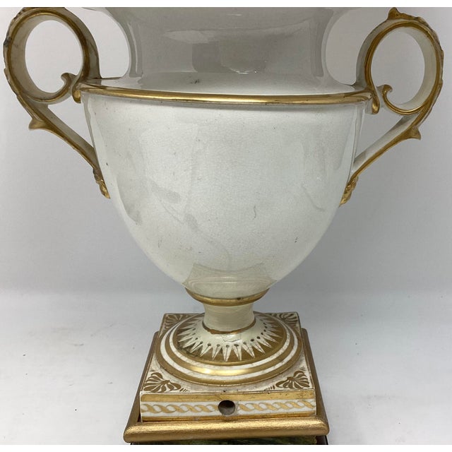 Traditional Antique Derby Porcelain Urn Made Into Lamp. For Sale - Image 3 of 5