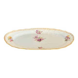 19th C. KPM Berlin Neuosier 25" Porcelain Floral Oval Serving Master Platter For Sale