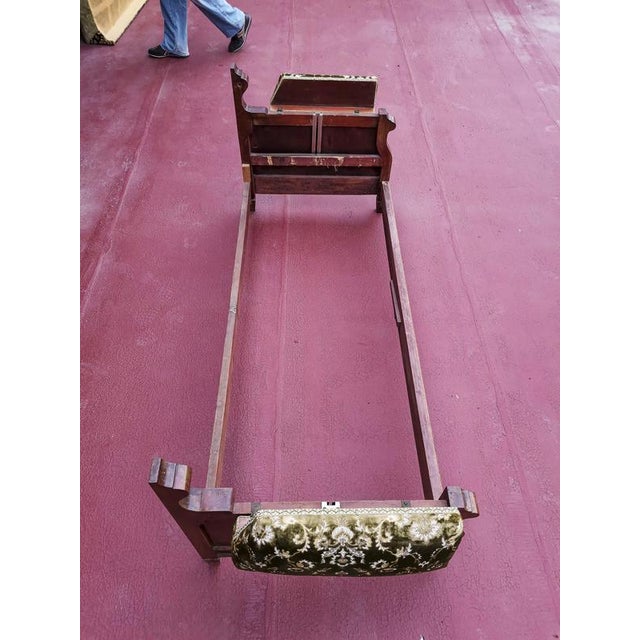 Wood Italian Art Nouveau Sofa Bed in Damask Fabric For Sale - Image 7 of 18