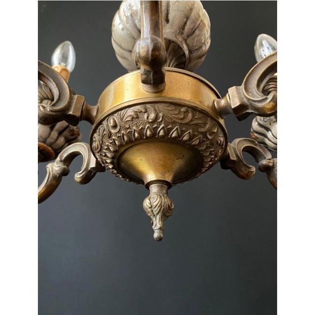 Antique Ceramic and Brass Chandelier, 1960s For Sale - Image 14 of 15