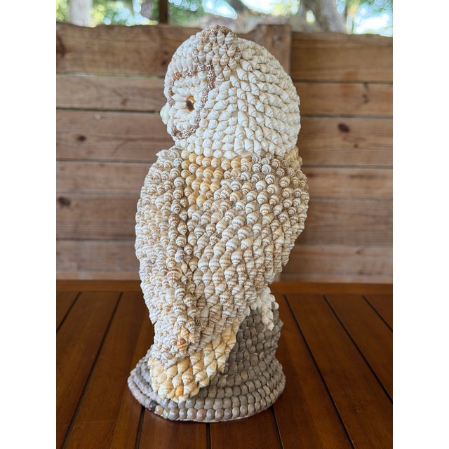 Vintage Seashell Encrusted Owl Sculpture For Sale - Image 4 of 12