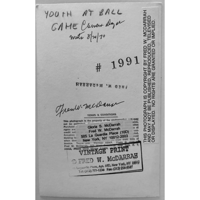 American Fred McDarrah, Vintage Silver Gelatin Print Photo Mets Baseball Sports Photograph Americana, 1970 For Sale - Image 3 of 4