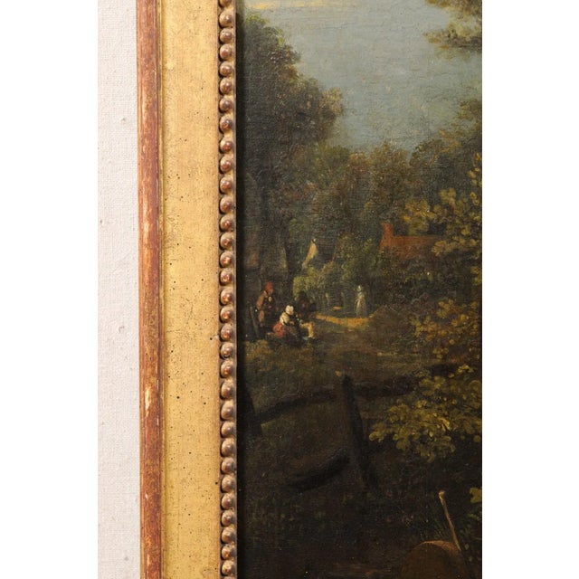 Vintage French Trumeau-Style Gilt Mirror with Homestead Scene Oil Painting in Upper Pane For Sale In Atlanta - Image 6 of 11