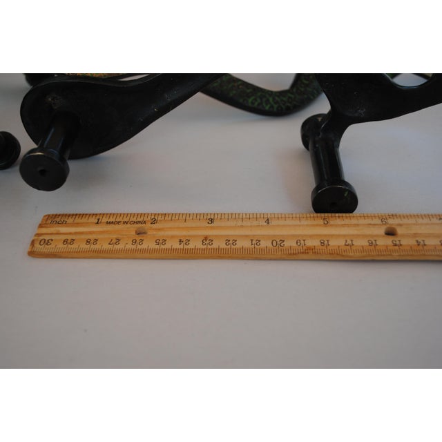 Early 20th Century Vintage Handcrafted Peacock Enamel Bronze Door Handles Pulls Set of 2 For Sale - Image 5 of 9