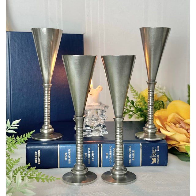 Silver Vintage Gunner Havstad Pewter Cordial Signed Wine Cups - Set of 4 For Sale - Image 8 of 11
