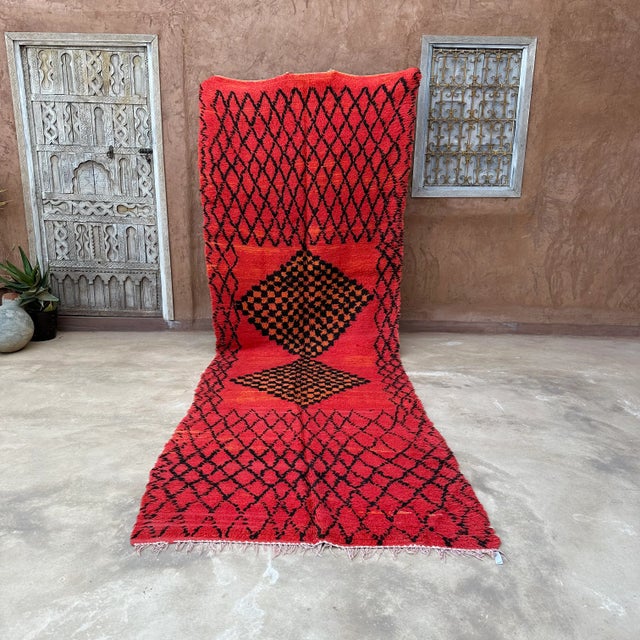 Red Vintage Moroccan Runner Rug For Sale In Cleveland - Image 6 of 10