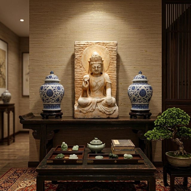 Chinese White Marble Sitting Kwan Yin Tara Bodhisattva Statue For Sale - Image 9 of 9