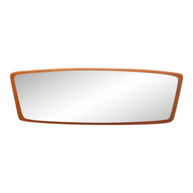 Mid Century Teak Curved Landscape Mirror For Sale