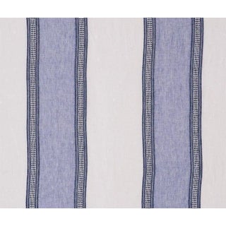 Sample - Schumacher Senita Stripe Sheer Fabric in Blue For Sale