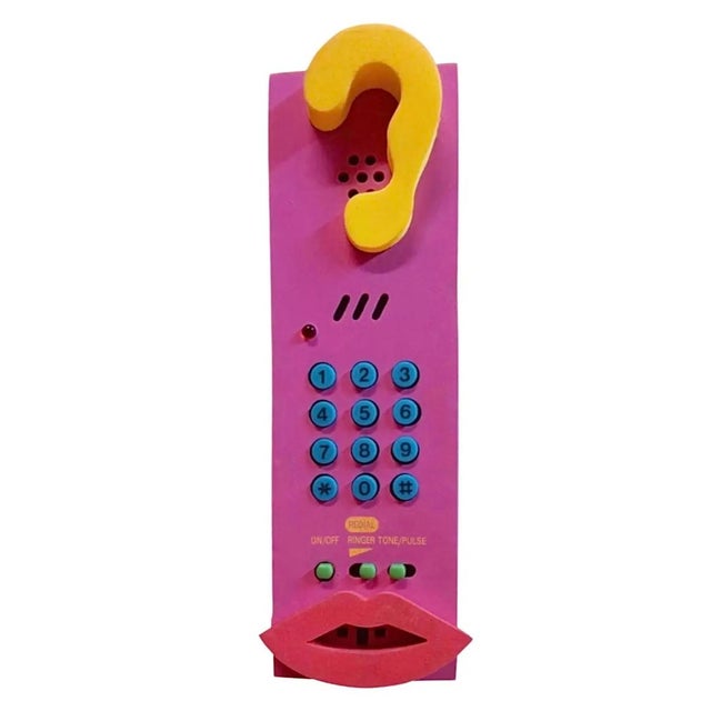 Sculpture Materials 1990’s Canetti Post Modern Hot Pink Memphis Abstract Picasso Pop Art Phone For Sale - Image 7 of 9