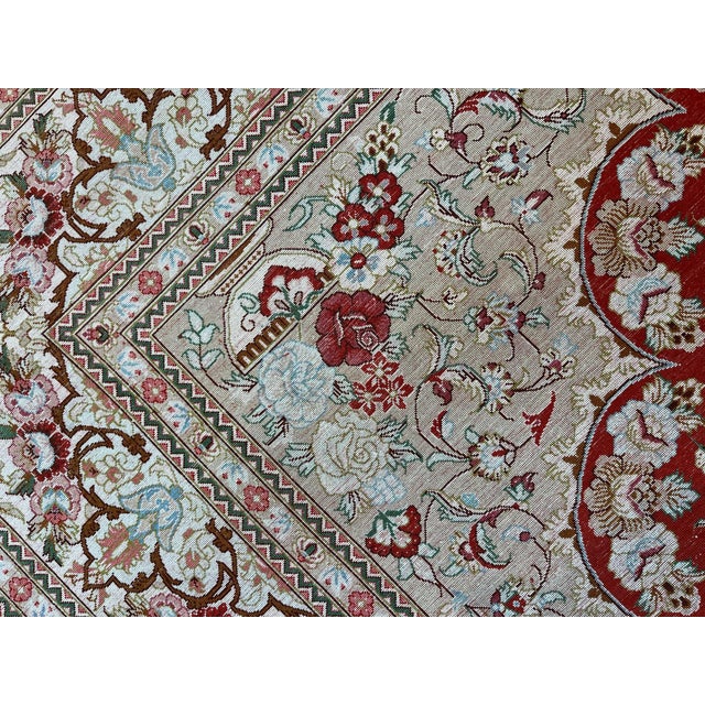 1980s 1980s Signed Persian Silk Qum , 4'6" X 6'4" For Sale - Image 5 of 6