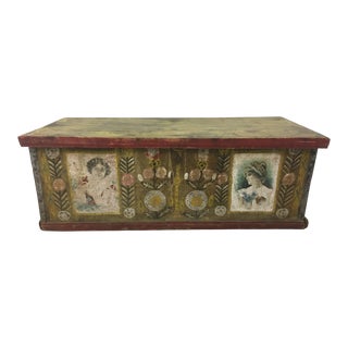 Antique Folk Art Trunk For Sale