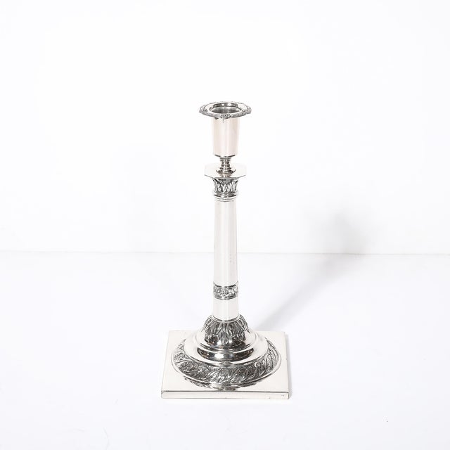 Pair of Silver Corinthian Column & Acanthus Sabbath Candlesticks by Ludwig Nast For Sale - Image 15 of 18