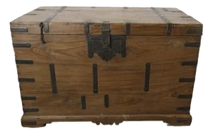 Large Fitted Iron Banded Merchants Chest, 1890s