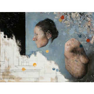 Domestica by Matthew Saba | Oil on panel Portrait of a woman with abstract elements. For Sale
