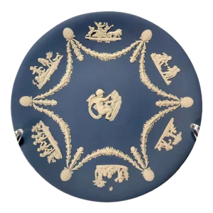 Mid-Century Wedgwood Blue Jasperware Cupid Decorative Plate