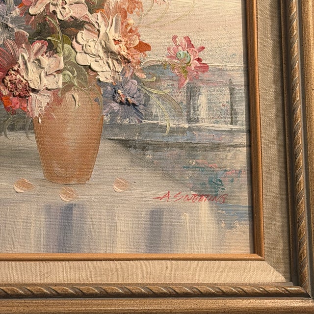 Vintage Impasto Floral Oil Painting on Canvas, Signed "A. Sweeting" For Sale - Image 9 of 16