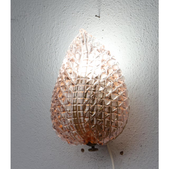 1950s Rare Wall Light Pink Jewel Murano Glass Leave by Barovier E Toso For Sale - Image 4 of 8