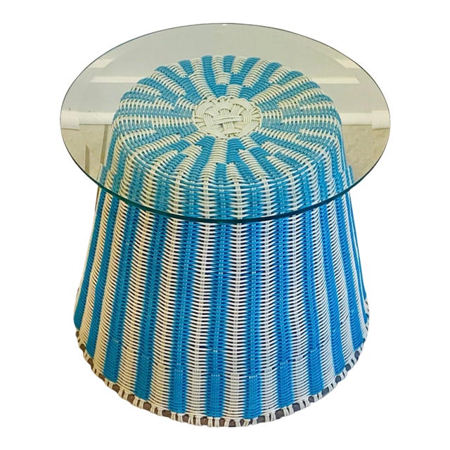 1970s Mid-Century Modern Woven Outdoor Side Table For Sale