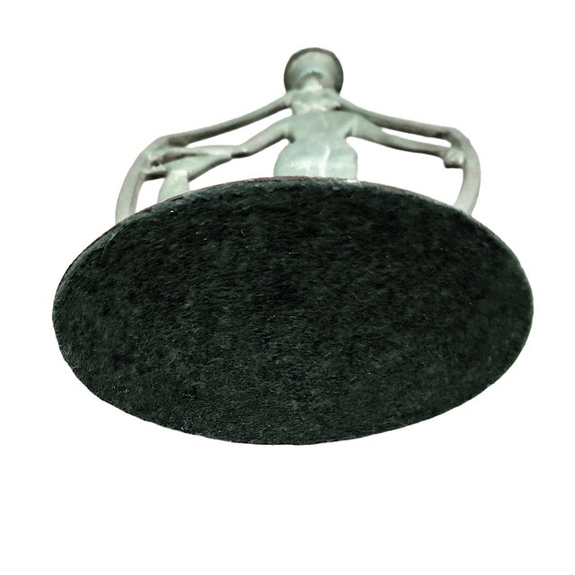 Metal Art Deco Nude Female With Deer Candlestick For Sale - Image 7 of 7