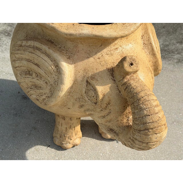 Chinoiserie Vintage Large Ceramic Elephant Planter For Sale - Image 3 of 12