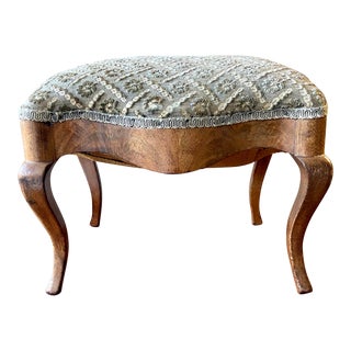 1920s Small Antique Walnut Footstool For Sale