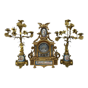 Antique French Japy Frères Ormolu & Sevres Style Porcelain Clock Garniture Set – True Masterpiece