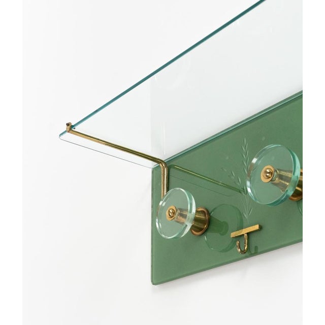 Mid-Century Coat Rack Shelf in Glass and Brass attributed to Cristal Arte, Italy, 1950s For Sale - Image 12 of 17