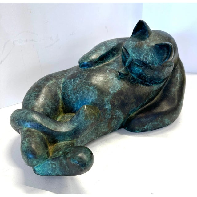 1990s Barbara Beretich “Tanko” Bronze Cat Sculpture 1996 For Sale - Image 5 of 12