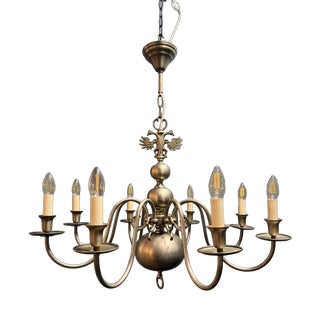 Vintage Flemish Chrome 8-Branch Chandelier For Sale