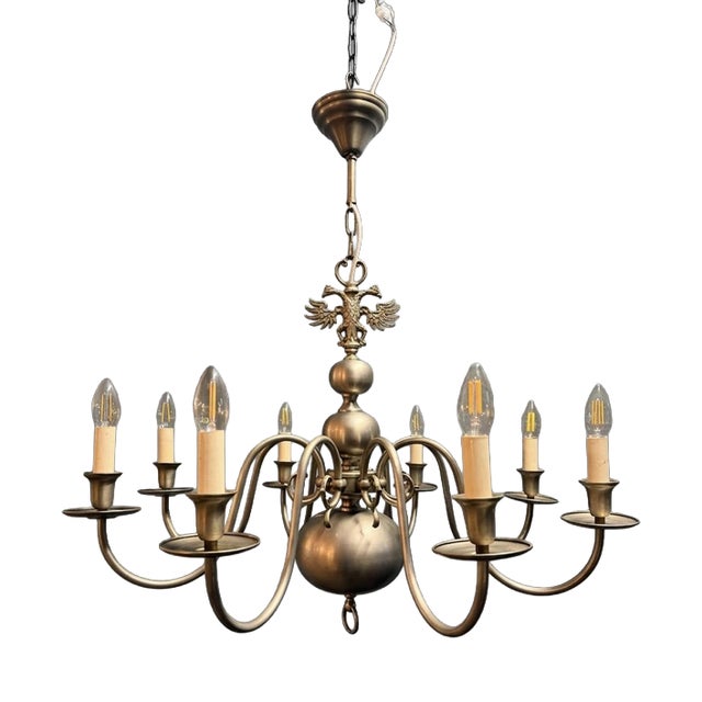 Vintage Flemish Chrome 8-Branch Chandelier For Sale