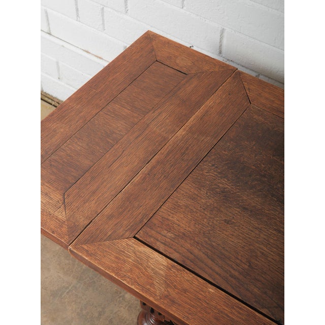 Antique Renaissance Revival Extendable Oak Table With Carved Masks and Ornate Detailing For Sale - Image 9 of 9