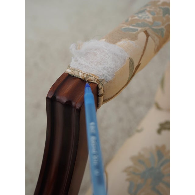 Brown Pair Baker Mahogany Frame Open Armchairs For Sale - Image 8 of 12