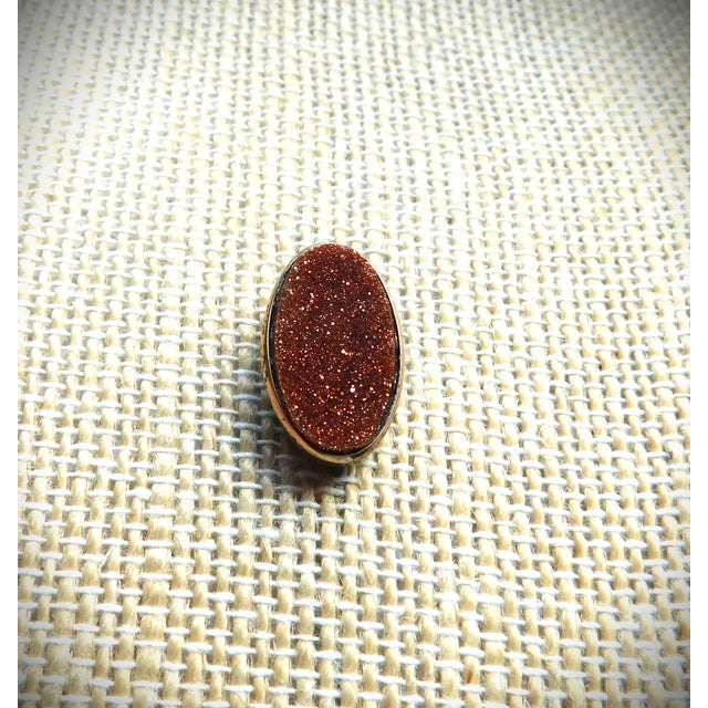 Victorian Antique 9k Gold Victorian Goldstone Oval Stickpin, Lapel Pin For Sale - Image 3 of 9