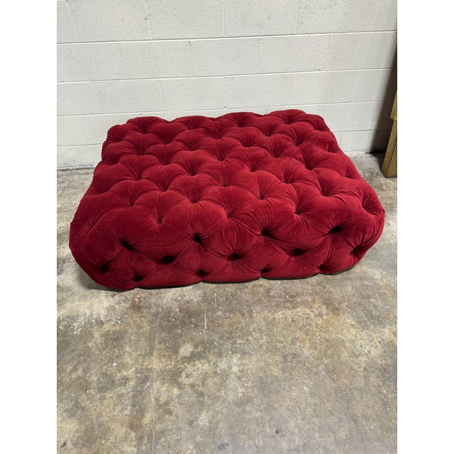 This is THE color of the moment! Not too red and not too maroon. Just the right amount of both. Tufted all over velvet....