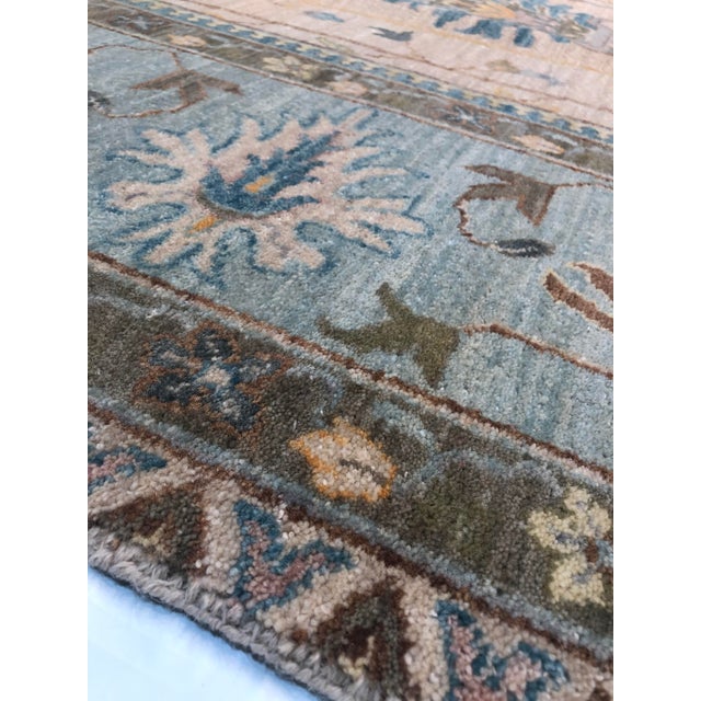 Abstract Oushak Rug, Ivory/Pale Aqua 5x8 For Sale - Image 3 of 3