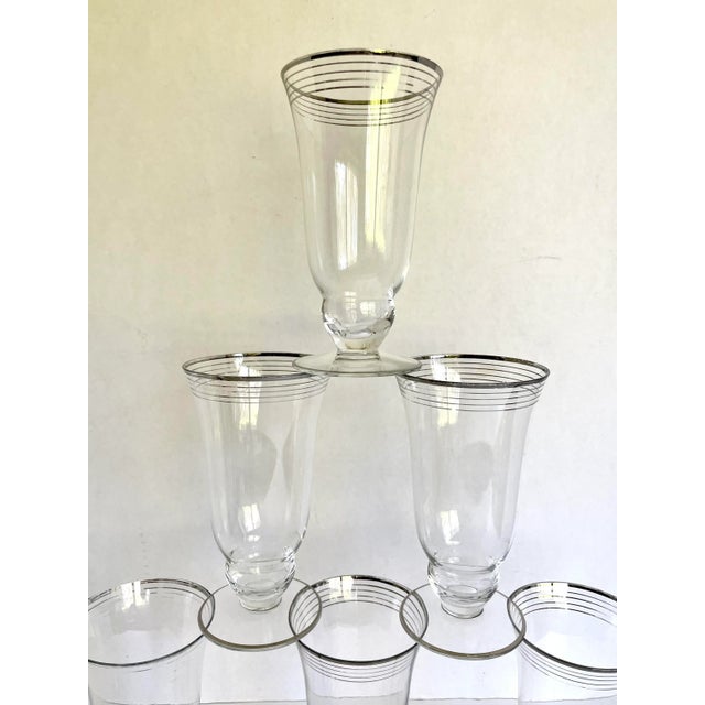 Early 20th Century Vintage Art Deco Silver Rim Ice Tea Glasses - Set of 6 For Sale - Image 5 of 7