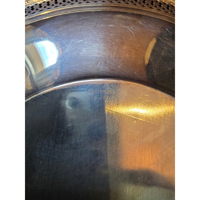 1950s 1950s Sterling Silver Tray With Floral Pierce Work For Sale - Image 5 of 8