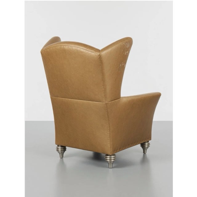 Mid-Century Modern 1990s Space Age Gold Wingback Chair by Larry Laslo for Directional For Sale - Image 3 of 4