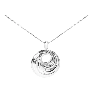 .925 Sterling Silver Endless Wave Swirl Statement Medallion 18" Pendant Necklace