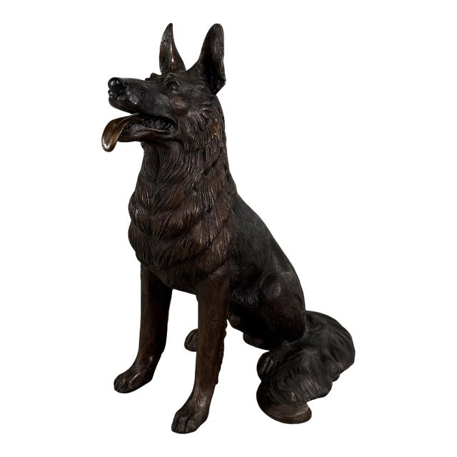 Sitting German Shepherd Bronze Sculpture – 29”h For Sale