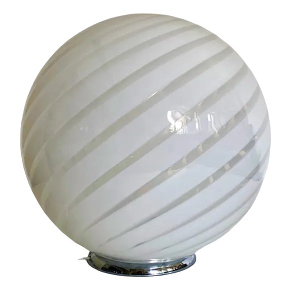 Murano Spiral White Murano Glass Table Lamp by Simoeng For Sale