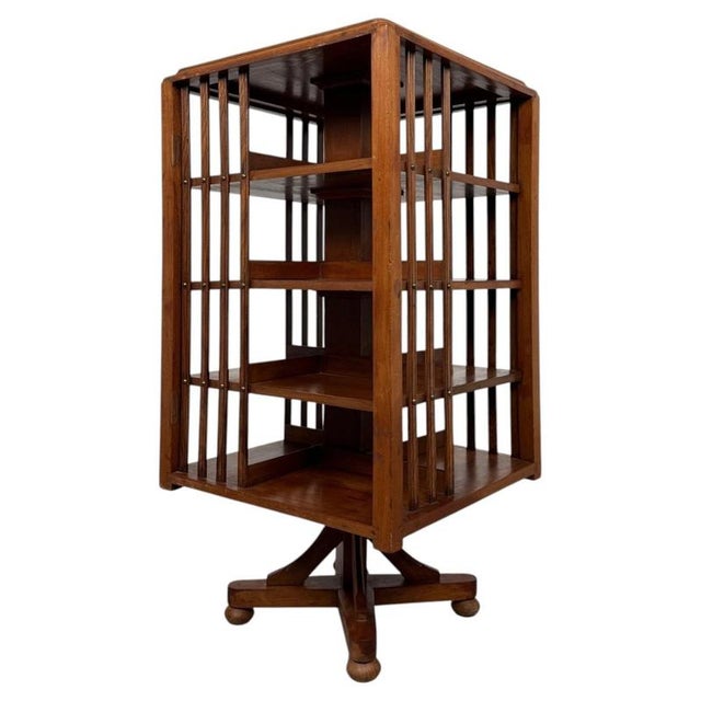 20th Century Edwardian Oak Revolving Bookcase, 1890s For Sale - Image 9 of 9
